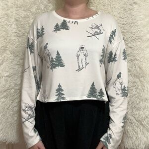 Gilly Hicks White Graphic Crop Sweatshirt